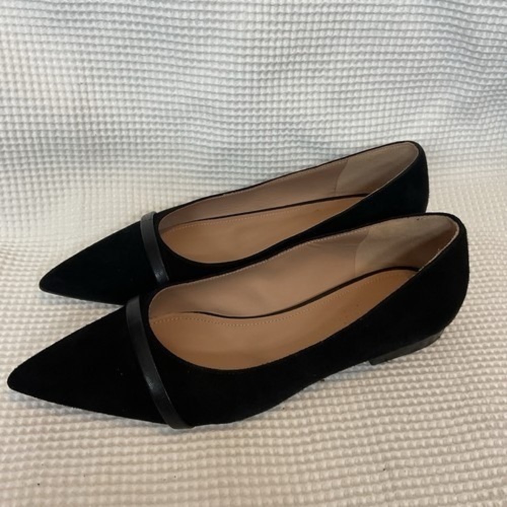 Malone Souliers Black Pointed Toe Suede Ballet Flats Women 37/US7 Italy